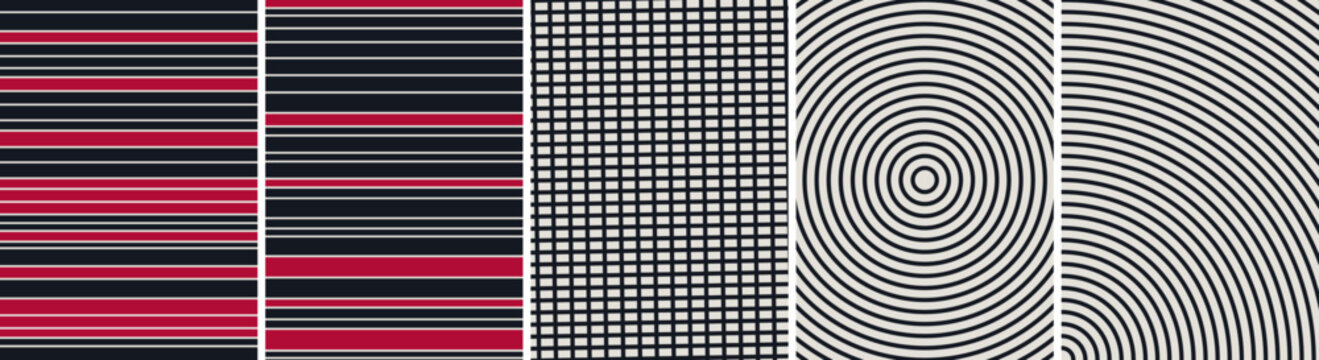 Abstract patterns with stripes grids concentric circles abstract geometric concentric background