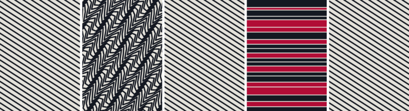 Geometric abstract pattern set with diagonal lines and colorful stripes geometric abstract background