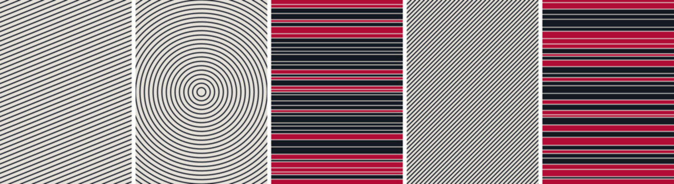 Collection of abstract geometric graphics with concentric circles and striped patterns abstract geometric