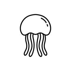 Jellyfish line icon with hand drawn doodle design style © Guntur