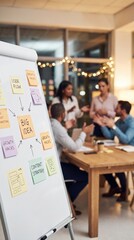 Obraz premium Business people meeting at office and use post it notes to share idea. Brainstorming concept