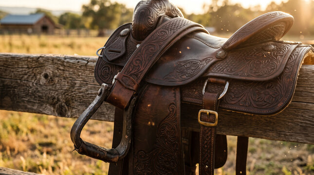 Diagonal Leather Horse Saddle