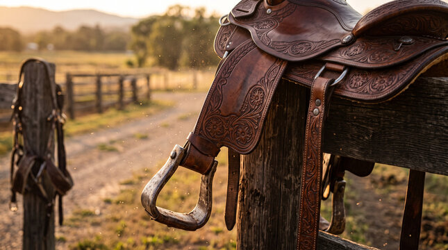 Diagonal Leather Horse Saddle