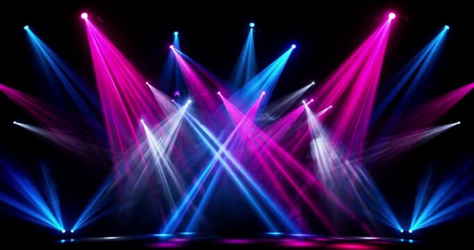 Neon Stage Lighting Background, Intertwined Blue and Pink Light Beams