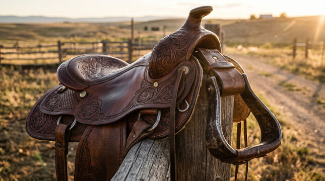 Diagonal Leather Horse Saddle