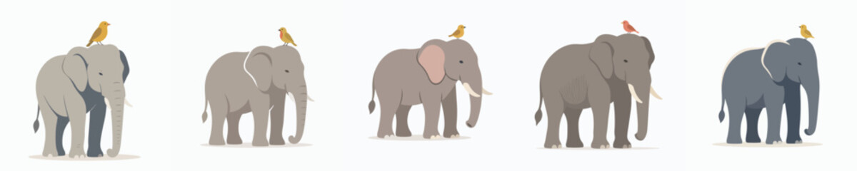 Fototapeta premium Vector of elephant activities. World Elephant Day theme. Vektor, ilustration, minimalist, flat