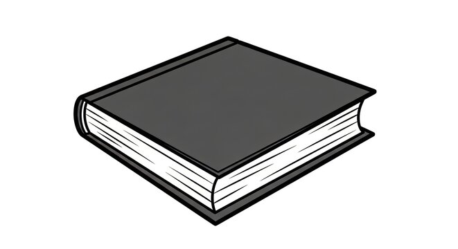 Simple flat cartoon vector illustration of a closed hardcover book with a gray cover on a white background