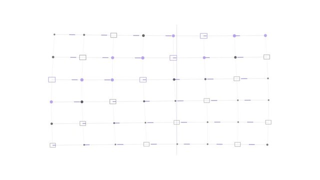Minimalist Abstract Geometric Grid Pattern with Technical Symbols and Schematic Elements on White Background