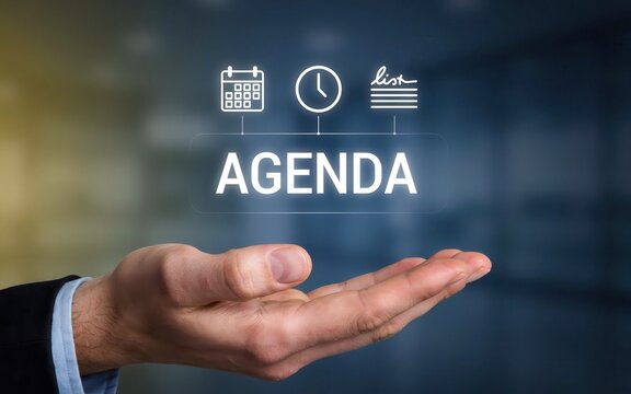 Business hand presenting a digital agenda concept