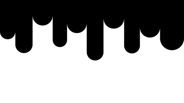 Black liquid slime dripping down to cover white background animation