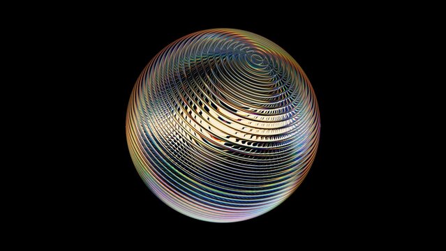 Floating glass sphere with prismatic reflections on a black background. Premium abstract image for luxury branding, technology, and elegant modern design. 3D render illustration.