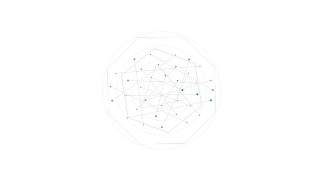 Minimal geometric network design with connected nodes in an octagonal frame for digital data technology connectivity