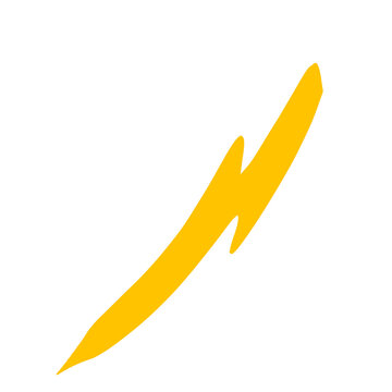Bright yellow stylized lightning bolt shape on white background