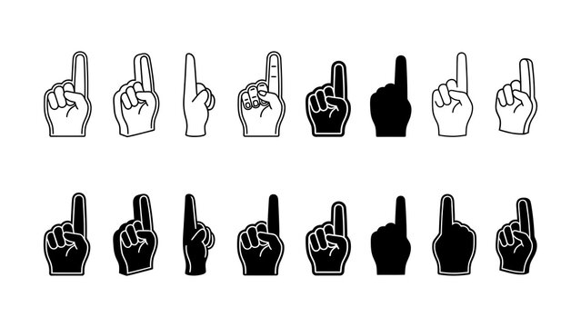 Various Finger Gestures Illustrated with Finger Outline Designs