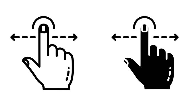 Hand gesture swiping left and right icon for touch screen interfaces vector graphic