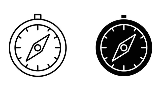 Navigation compass vector icon isolated on transparent background for adventure