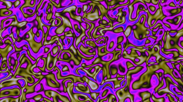 Vibrant psychedelic fluid marble pattern with swirling magenta, purple, and olive green textures, abstract liquid motion background