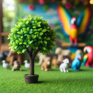 A tree in a zoon with blurred background