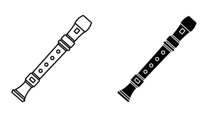 Musical recorder instrument vector icon in outline and solid black design styles © SHAHJAHAN 