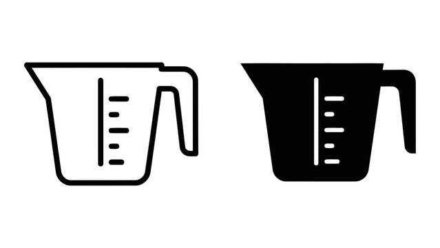 Measuring cup kitchen tool vector icon set isolated on white background for culinary apps