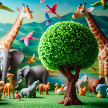 A tree in a zoon with blurred background