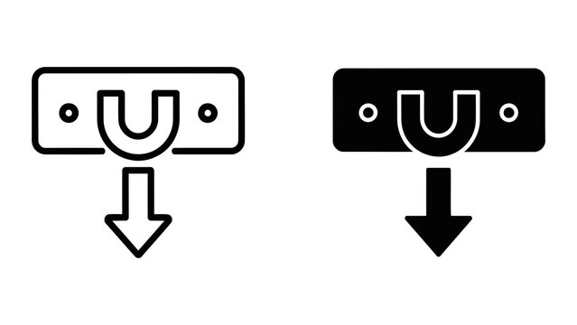 Magnetic card reader or slot mechanism vector icon set isolated on white