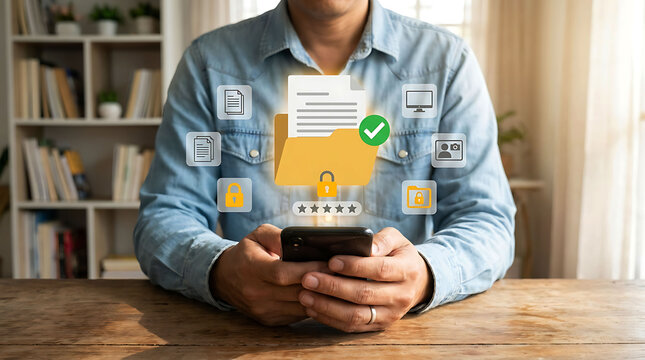 Secure document folder management verified data protection system