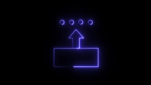 A neon-style upward arrow icon, often used in user interfaces to represent uploading data, scrolling to the top of a page, or indicating upward trends and growth.