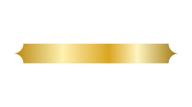 Gold Horizontal Banner Ribbon Frame with Inverted Curved Ends Graphic Element Isolated on Transparent Background