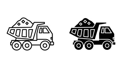 Heavy duty dump truck construction vehicle vector icon set for industrial projects © pixel