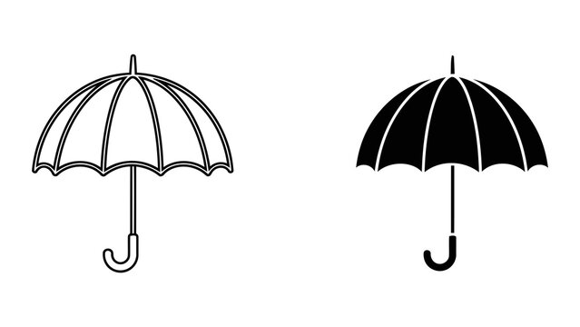 Weather protection umbrella vector icon set for rainy days and outdoor accessories