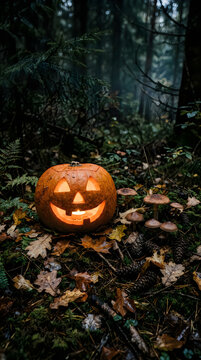 Glowing jack o lantern for a spooky halloween holi day celebration