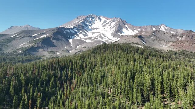 Mt Shasta Aerial Shot of Bunny Flat Orbit R Telephoto California USA