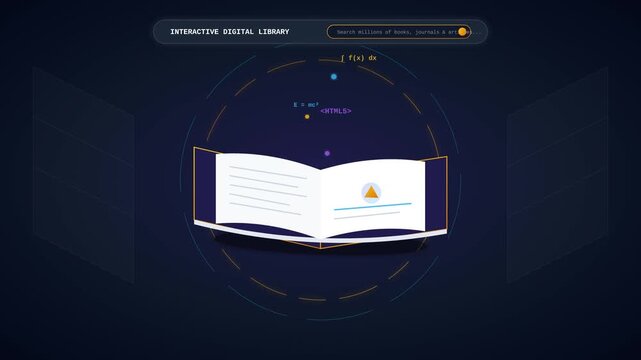 Digital Open Book Animation with Glowing Data Particles