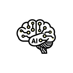 Fototapeta premium Artificial Intelligence Brain Concept Icon