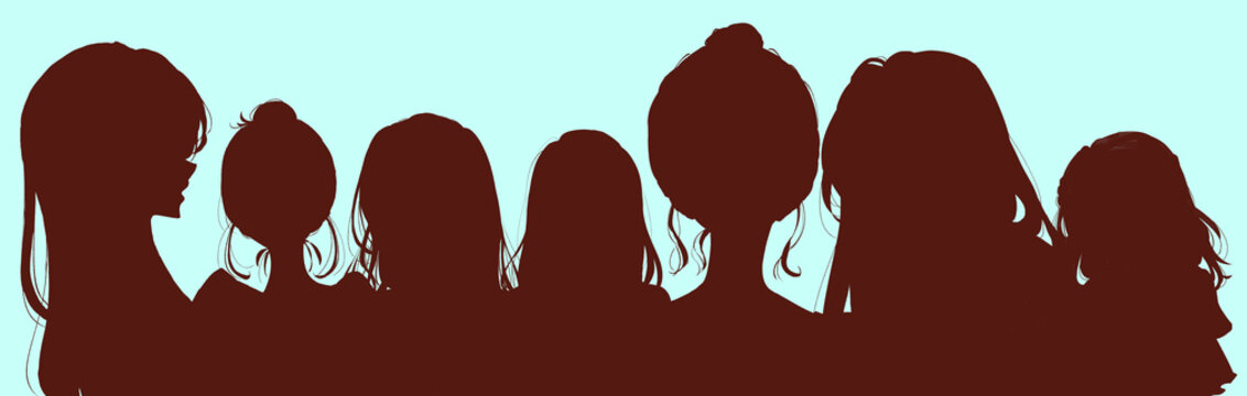 7人の女性　シルエット
