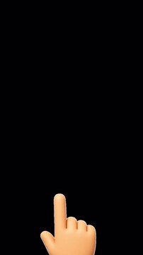 3d Finger Swipe Right Animation with Alpha Channel - 4K Portrait Vertical