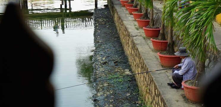 Fisherman Fishing in Hoi An, Vietnam