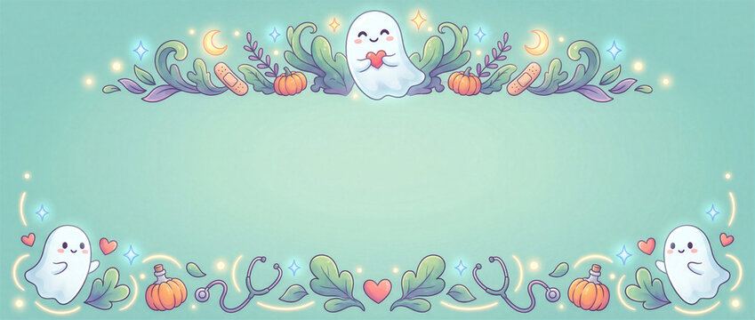 Halloween 2026 pediatric medicine ghost and stethoscope frame