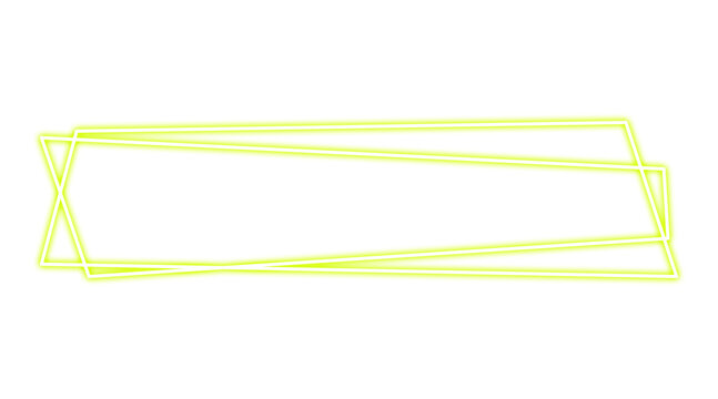 Yellow Glowing Neon Asymmetric Double Parallelogram Slanted Banner Frame Graphic Element Isolated on Transparent Background