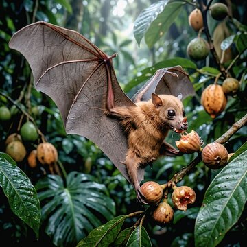 Fulvous Fruit Bat Feeding at Night