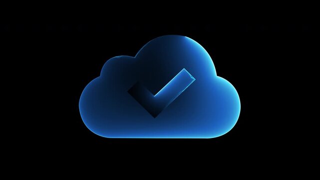 Glowing cloud protecting digital files and online data with checklist animation on transparent background