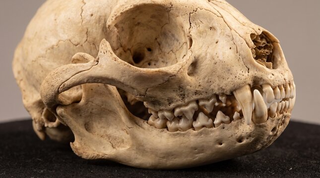 Anatomical Close Up of a Domestic Cat Skull Skeleton