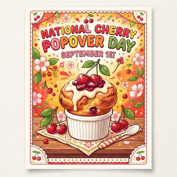 National cherry popover day poster september 1st illustration