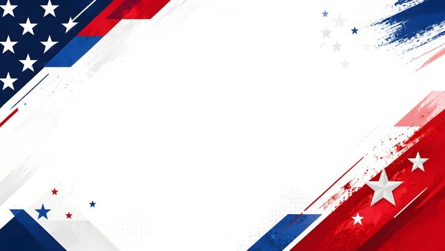 Patriotic american flag background with grunge brush strokes and stars
