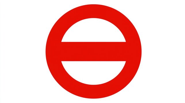 A red circle with a horizontal red bar across the middle, symbolizing prohibition or a stop sign. A universally recognized symbol for warning and exclusion