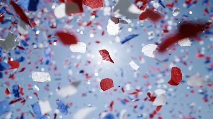 Fototapeta premium The Confetti Shower Over a Bright Blue Sky Celebration Moment