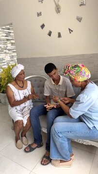 Multigenerational african american family sharing a moment together