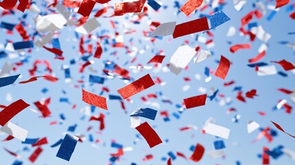 Fototapeta premium The Confetti Shower Serenades The Sky With Red White And Blue