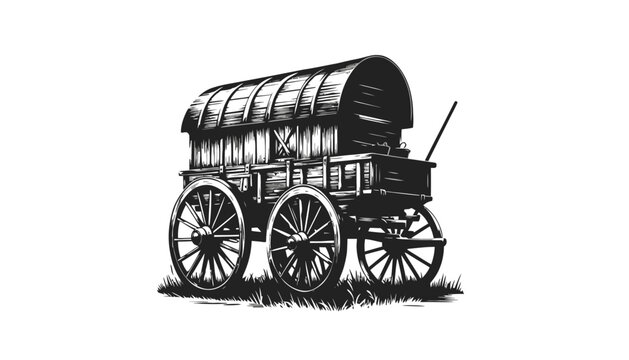 Covered wagon historical transportation illustration graphic with transportati
